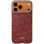 PITAKA Mobilskal För iPhone 17 Pro MagSafe Ultra-Slim Monogram- Guld Röd