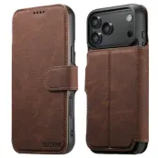 SUTENI iPhone 17 Pro Plånboksfodral Detachable Q-05 - Brun