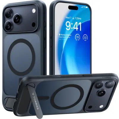 TORRAS iPhone 17 Pro Mobilskal MagSafe Kickstand - Svart