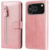 Trolsk Plånboksfodral med Dragkedja och Stativfunktion (iPhone 17 Pro/18 Pro) - Rosa
