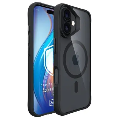 3MK iPhone 17 Mobilskal MagSafe Satin Armor - Svart