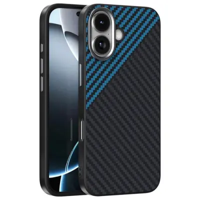 ABEEL iPhone 17 Mobilskal MagSafe Carbon Fiber - Svart / Blå