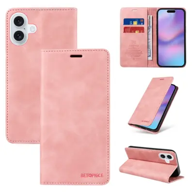 Betopnice iPhone 17 Plånboksfodral Magnetic RFID Blocking - Rosa