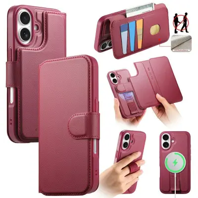 CASENEO iPhone 17 Plånboksfodral RFID Blocking Konstläder - Röd