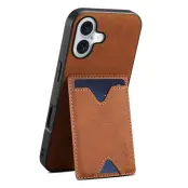 DENIOR iPhone 17 Mobilskal Kickstand Korthållare - Brun