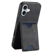 DENIOR iPhone 17 Mobilskal Kickstand Korthållare - Svart