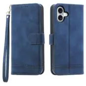 DIERFENG DF-03 iPhone 17 Plånboksfodral Konstläder - Blå