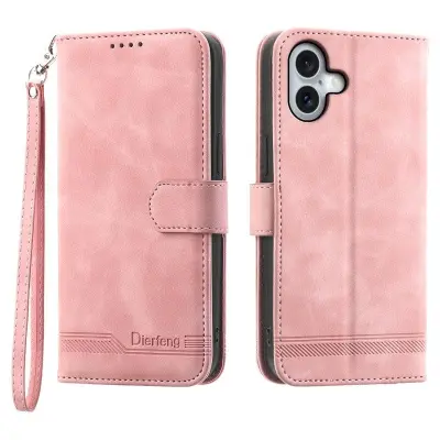 DIERFENG DF-03 iPhone 17 Plånboksfodral Konstläder - Rosa