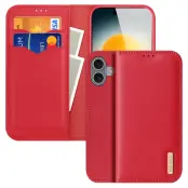 Dux Ducis iPhone 17 Plånboksfodral Äkta Läder Hivo - Röd