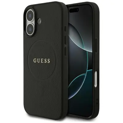 Guess iPhone 17 Mobilskal MagSafe Grained Ring - Svart