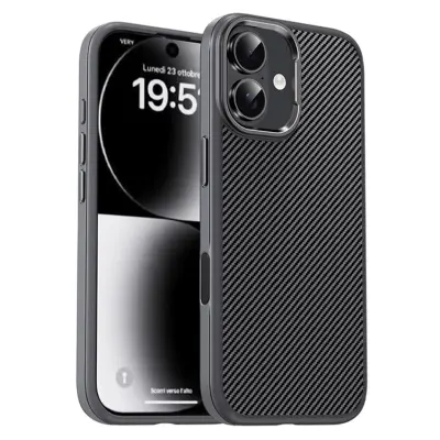 IPAKY iPhone 17 Mobilskal Carbon Fiber - Grå