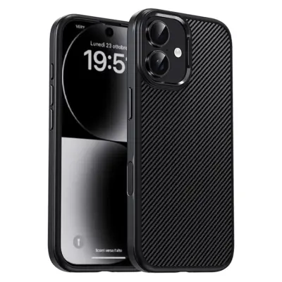 IPAKY iPhone 17 Mobilskal Carbon Fiber - Svart