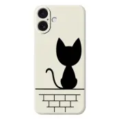 iPhone 17 Mobilskal Black Cat on the Wall - Beige