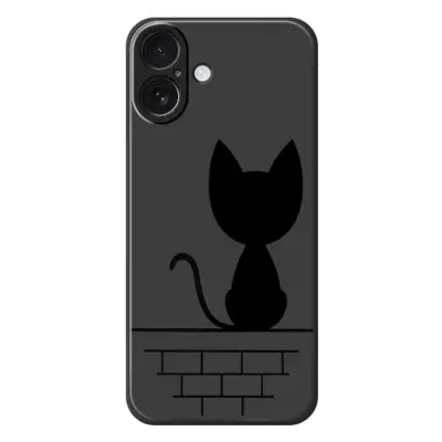 iPhone 17 Mobilskal Black Cat on the Wall - Svart