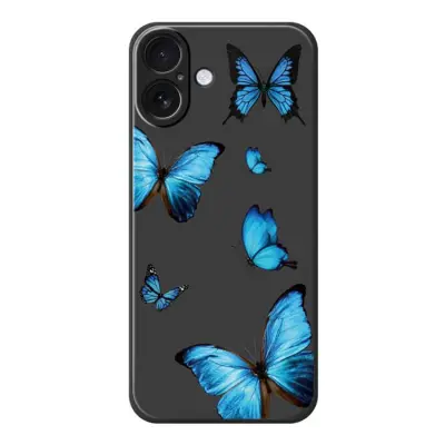Mobilskal till iPhone 17 Blue Butterflies Pattern TPU - Svart