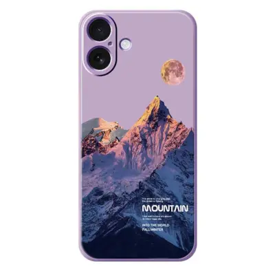 iPhone 17 Mobilskal Blue Snow Mountain Pattern TPU - Lila