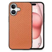 Mobilskal till iPhone 17 Carbon Fiber PU Läder - Brun