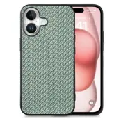 Mobilskal till iPhone 17 Carbon Fiber PU Läder - Grön
