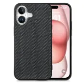 Mobilskal till iPhone 17 Carbon Fiber PU Läder - Svart