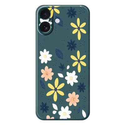 iPhone 17 Mobilskal Colorful Floral Blue Leaves TPU - Grön