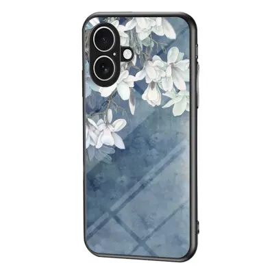 Mobilskal till iPhone 17 Floral Pattern TPU + Härdat Glas - Blå