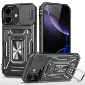 iPhone 17 Mobilskal Kickstand Lens Lid - Svart