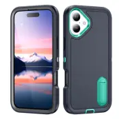 iPhone 17 Mobilskal Kickstand Silikon - Mörkblå/ljusgrön
