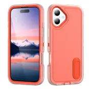 iPhone 17 Mobilskal Kickstand Silikon - Transparent/Orange