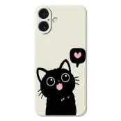 iPhone 17 Mobilskal Love Black Cat Pattern - Beige