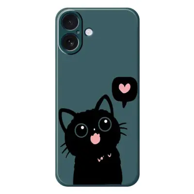 iPhone 17 Mobilskal Love Black Cat Pattern - Grön