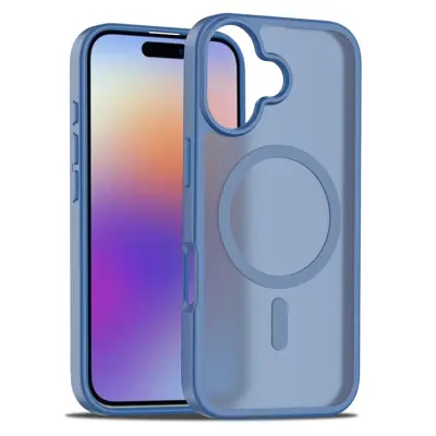 iPhone 17 Mobilskal MagSafe Acrylic Skin Touch - Blå