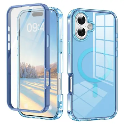 iPhone 17 Mobilskal MagSafe med PET Skärmskydd - Blå