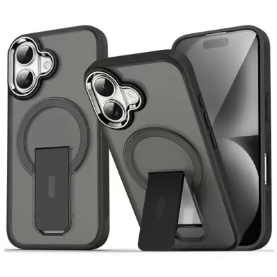 iPhone 17 Mobilskal MagSafe PC+TPU med Kickstand - Svart
