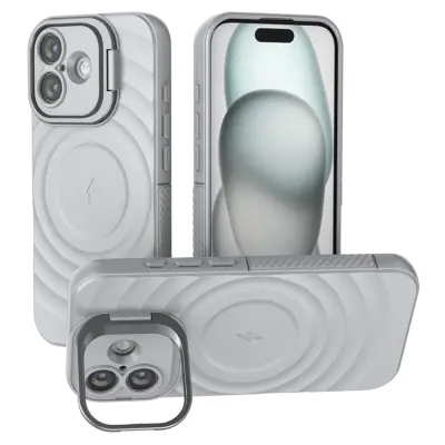 Mobilskal till iPhone 17 MagSafe Ripple Texture Kickstand - Grå