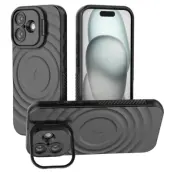 Mobilskal till iPhone 17 MagSafe Ripple Texture Kickstand - Svart