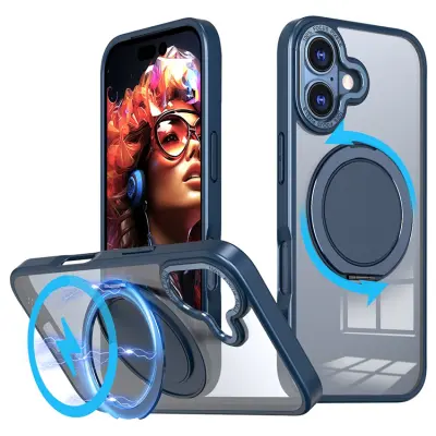 iPhone 17 Mobilskal MagSafe TPU+PC Kickstand - Marinblå