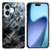 iPhone 17 Mobilskal Marble Pattern Printing Soft - Svart