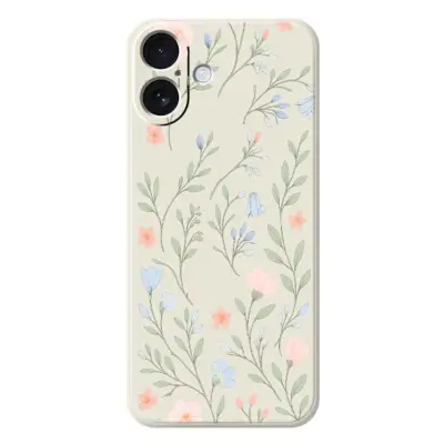 Mobilskal till iPhone 17 Rosa Blue Flowers Pattern TPU - Beige