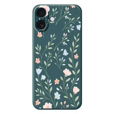 Mobilskal till iPhone 17 Rosa Blue Flowers Pattern TPU - Grön