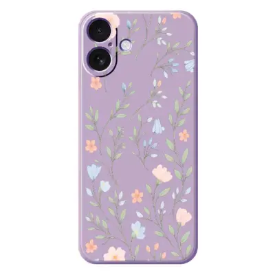 iPhone 17 Mobilskal Rosa Blue Flowers Pattern TPU - Lila
