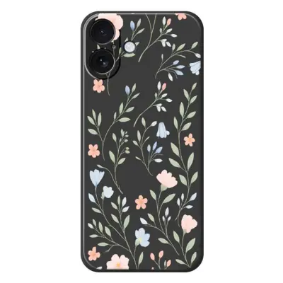 Mobilskal till iPhone 17 Rosa Blue Flowers Pattern TPU - Svart