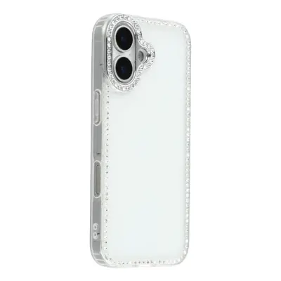 iPhone 17 Mobilskal Rhinestone Edge - Glitter Transparent