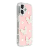 Mobilskal till iPhone 17 Rhinestone Edge Pearl Butterfly