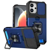 Mobilskal till iPhone 17 Slide Lens Lid med Kortfack - Blå