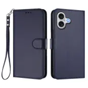 iPhone 17 Plånboksfodral Läder med Handledsrem - Blå