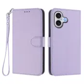 iPhone 17 Plånboksfodral Läder med Handledsrem - Ljuslila