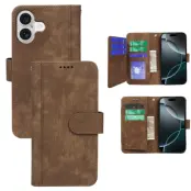 iPhone 17 Plånboksfodral Line Pattern Läder - Brun