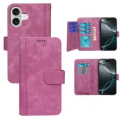 iPhone 17 Plånboksfodral Line Pattern Läder - Rosa