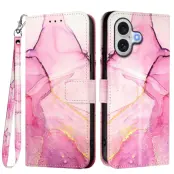 iPhone 17 Plånboksfodral Marble Pattern med Rem LS001
