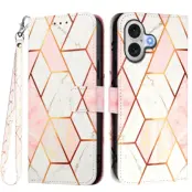 iPhone 17 Plånboksfodral Marble Pattern med Rem LS002